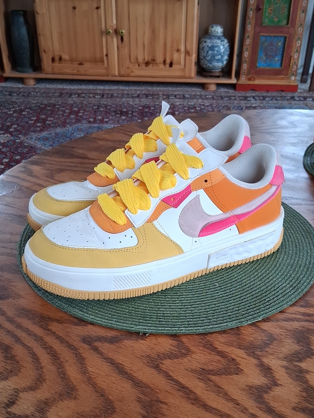 Nike Air Force 1 Fontanka Vibrant Yellow Orange Pink Sneakers Women's Size 12 - Picture 12 of 12